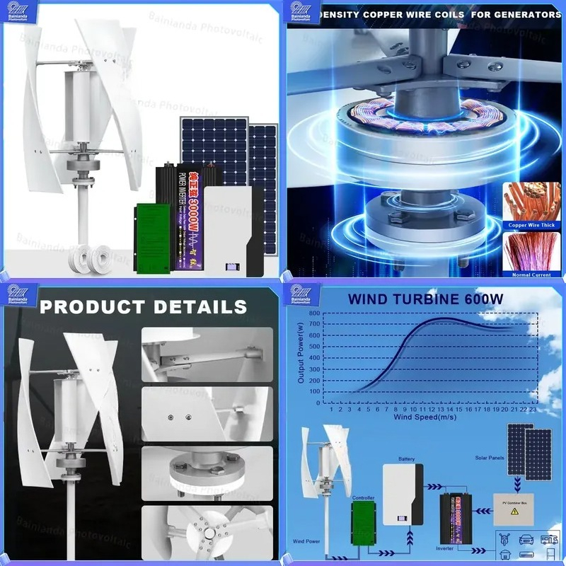 Renewable Energy Wind Solar - Système hybride éolien-solaire vertical, kit d'alimentation